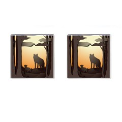 Vectors Painting Wolves Nature Forest Cufflinks (square) by Amaryn4rt