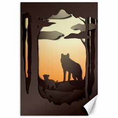 Vectors Painting Wolves Nature Forest Canvas 12  X 18  by Amaryn4rt