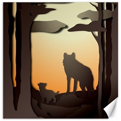 Vectors Painting Wolves Nature Forest Canvas 16  X 16  by Amaryn4rt