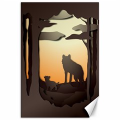 Vectors Painting Wolves Nature Forest Canvas 20  X 30  by Amaryn4rt