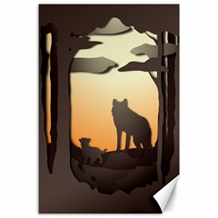 Vectors Painting Wolves Nature Forest Canvas 24  X 36  by Amaryn4rt