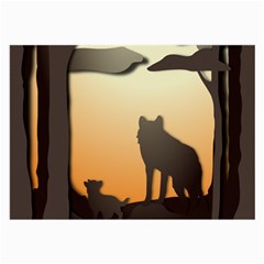 Vectors Painting Wolves Nature Forest Large Glasses Cloth (2 Sides) by Amaryn4rt