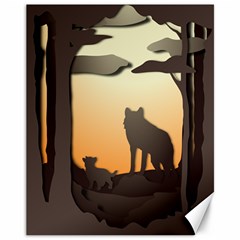 Vectors Painting Wolves Nature Forest Canvas 11  X 14  by Amaryn4rt