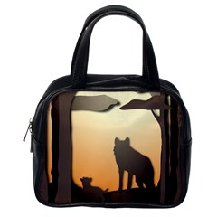 Vectors Painting Wolves Nature Forest Classic Handbag (one Side) by Amaryn4rt