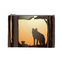 Vectors Painting Wolves Nature Forest Cosmetic Bag (large) by Amaryn4rt