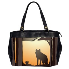 Vectors Painting Wolves Nature Forest Oversize Office Handbag (2 Sides) by Amaryn4rt