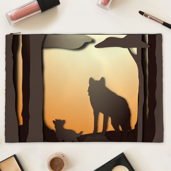 Vectors Painting Wolves Nature Forest Cosmetic Bag (XXL)