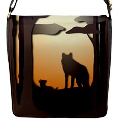 Vectors Painting Wolves Nature Forest Flap Closure Messenger Bag (s) by Amaryn4rt