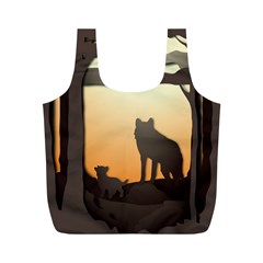 Vectors Painting Wolves Nature Forest Full Print Recycle Bag (m) by Amaryn4rt