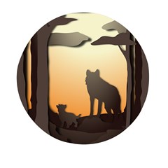 Vectors Painting Wolves Nature Forest Mini Round Pill Box (pack Of 5) by Amaryn4rt