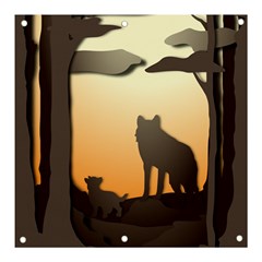 Vectors Painting Wolves Nature Forest Banner And Sign 3  X 3  by Amaryn4rt