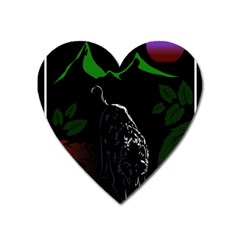 Nature Night Foliage Mountains Heart Magnet by Amaryn4rt