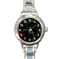 Nature Night Foliage Mountains Round Italian Charm Watch by Amaryn4rt