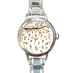 Autumn Isolated Blade Branch Round Italian Charm Watch Front