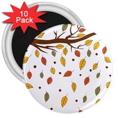 Autumn Isolated Blade Branch 3  Magnets (10 Pack)  by Amaryn4rt