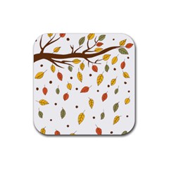 Autumn Isolated Blade Branch Rubber Coaster (square) by Amaryn4rt