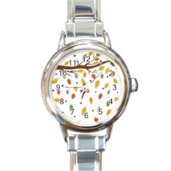 Autumn Isolated Blade Branch Round Italian Charm Watch by Amaryn4rt