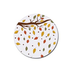 Autumn Isolated Blade Branch Rubber Coaster (round) by Amaryn4rt