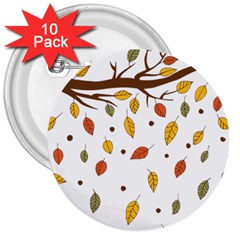 Autumn Isolated Blade Branch 3  Buttons (10 Pack)  by Amaryn4rt