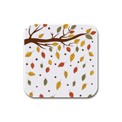 Autumn Isolated Blade Branch Rubber Square Coaster (4 Pack) by Amaryn4rt