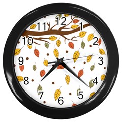 Autumn Isolated Blade Branch Wall Clock (black)