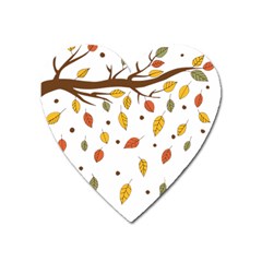 Autumn Isolated Blade Branch Heart Magnet by Amaryn4rt