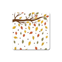 Autumn Isolated Blade Branch Square Magnet by Amaryn4rt