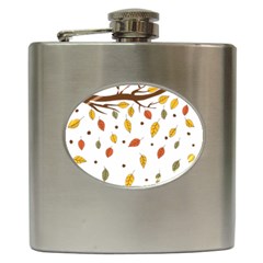 Autumn Isolated Blade Branch Hip Flask (6 Oz) by Amaryn4rt