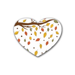 Autumn Isolated Blade Branch Rubber Coaster (heart) by Amaryn4rt