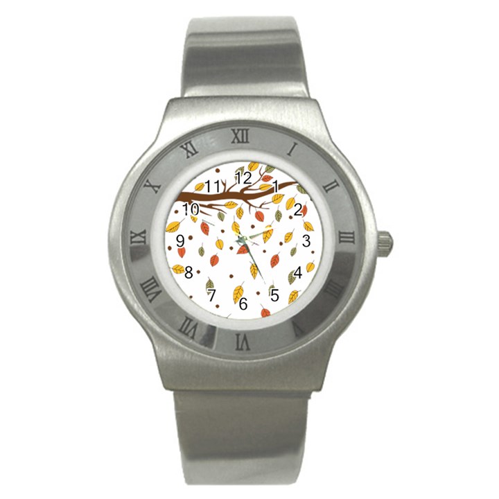 Autumn Isolated Blade Branch Stainless Steel Watch