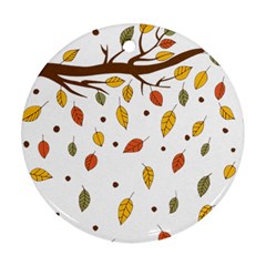 Autumn Isolated Blade Branch Round Ornament (two Sides) by Amaryn4rt