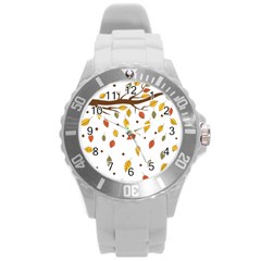 Autumn Isolated Blade Branch Round Plastic Sport Watch (l) by Amaryn4rt