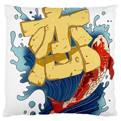 Wave Fish Koi Splash Character Large Flano Cushion Case (two Sides) by Amaryn4rt