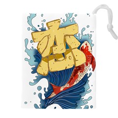 Wave Fish Koi Splash Character Drawstring Pouch (5xl) by Amaryn4rt