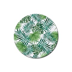 Leaves Background Wallpaper Pattern Rubber Round Coaster (4 Pack) by Amaryn4rt