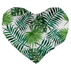 Leaves Background Wallpaper Pattern Large 19  Premium Flano Heart Shape Cushions by Amaryn4rt