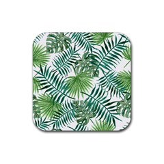 Leaves Background Wallpaper Pattern Rubber Coaster (square) by Amaryn4rt