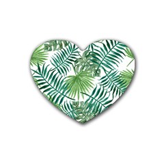 Leaves Background Wallpaper Pattern Rubber Heart Coaster (4 Pack) by Amaryn4rt