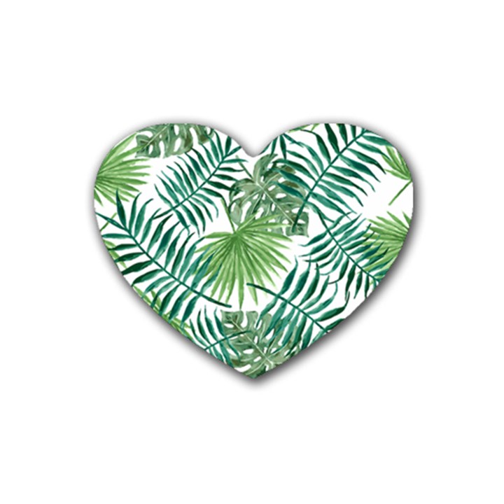 Leaves Background Wallpaper Pattern Rubber Heart Coaster (4 pack)