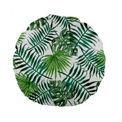 Leaves Background Wallpaper Pattern Standard 15  Premium Round Cushions by Amaryn4rt