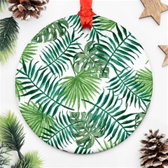 Leaves Background Wallpaper Pattern Ornament (round) by Amaryn4rt