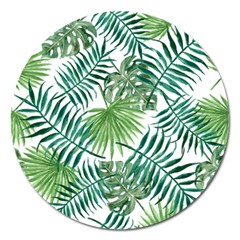 Leaves Background Wallpaper Pattern Magnet 5  (round) by Amaryn4rt