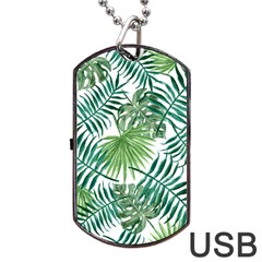 Leaves Background Wallpaper Pattern Dog Tag Usb Flash (two Sides) by Amaryn4rt