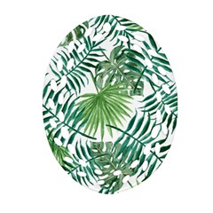 Leaves Background Wallpaper Pattern Oval Filigree Ornament (two Sides) by Amaryn4rt