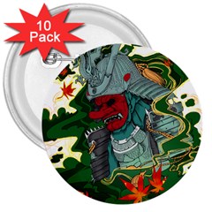 Armor Japan Maple Leaves Samurai 3  Buttons (10 Pack)  by Amaryn4rt