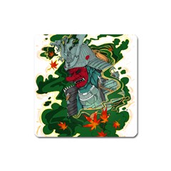 Armor Japan Maple Leaves Samurai Square Magnet by Amaryn4rt