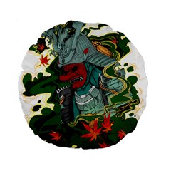 Armor Japan Maple Leaves Samurai Standard 15  Premium Flano Round Cushions by Amaryn4rt