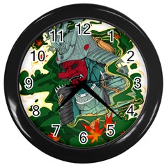 Armor Japan Maple Leaves Samurai Wall Clock (black)