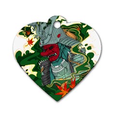 Armor Japan Maple Leaves Samurai Dog Tag Heart (two Sides) by Amaryn4rt