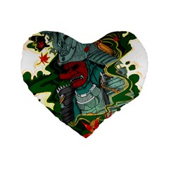 Armor Japan Maple Leaves Samurai Standard 16  Premium Heart Shape Cushions by Amaryn4rt